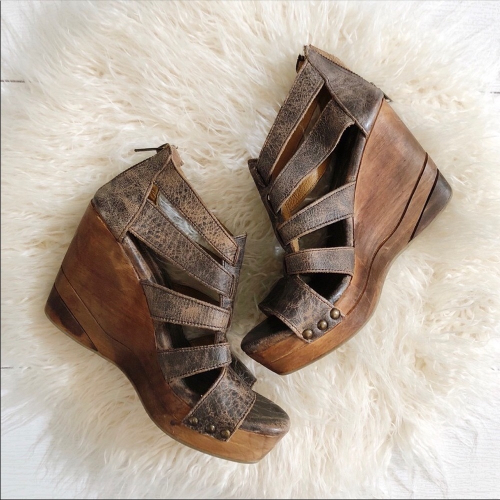Bed Stu Leather Olinda Wedge Sandal. Size 9